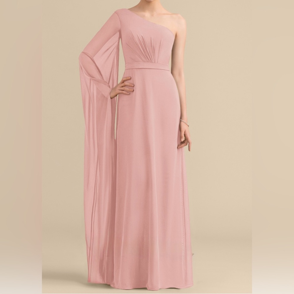 Elegant One-Shoulder Pink Evening Gown